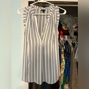 Ann Taylor Blue and White Striped Blouse
